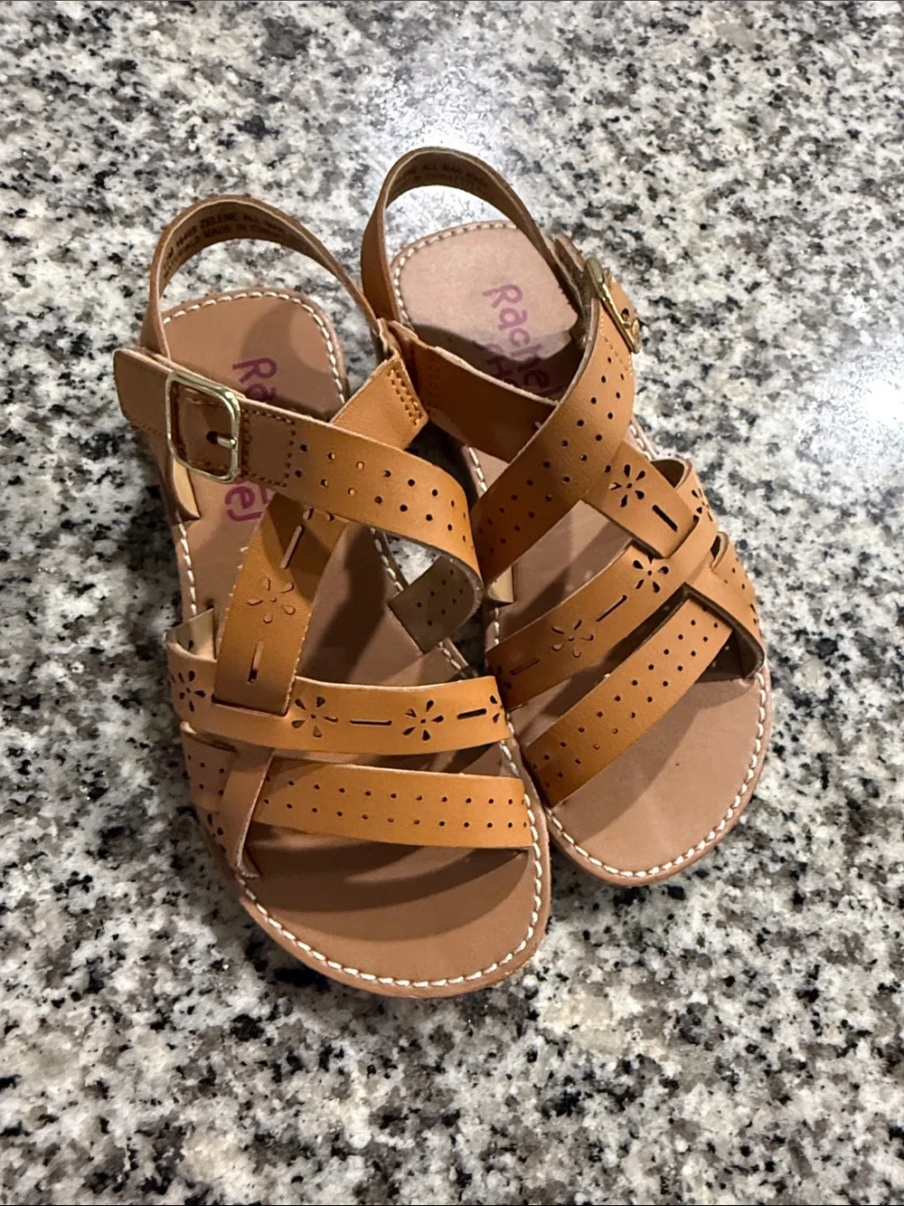 Rachel Shoes Tan Strappy Kids Sandals with Buckle